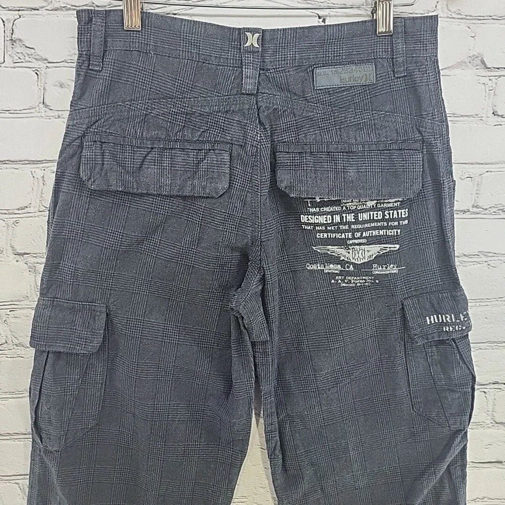 Hurley Cargo Pants‎ Boys Sz 18 Gray Flap Pockets Cuff